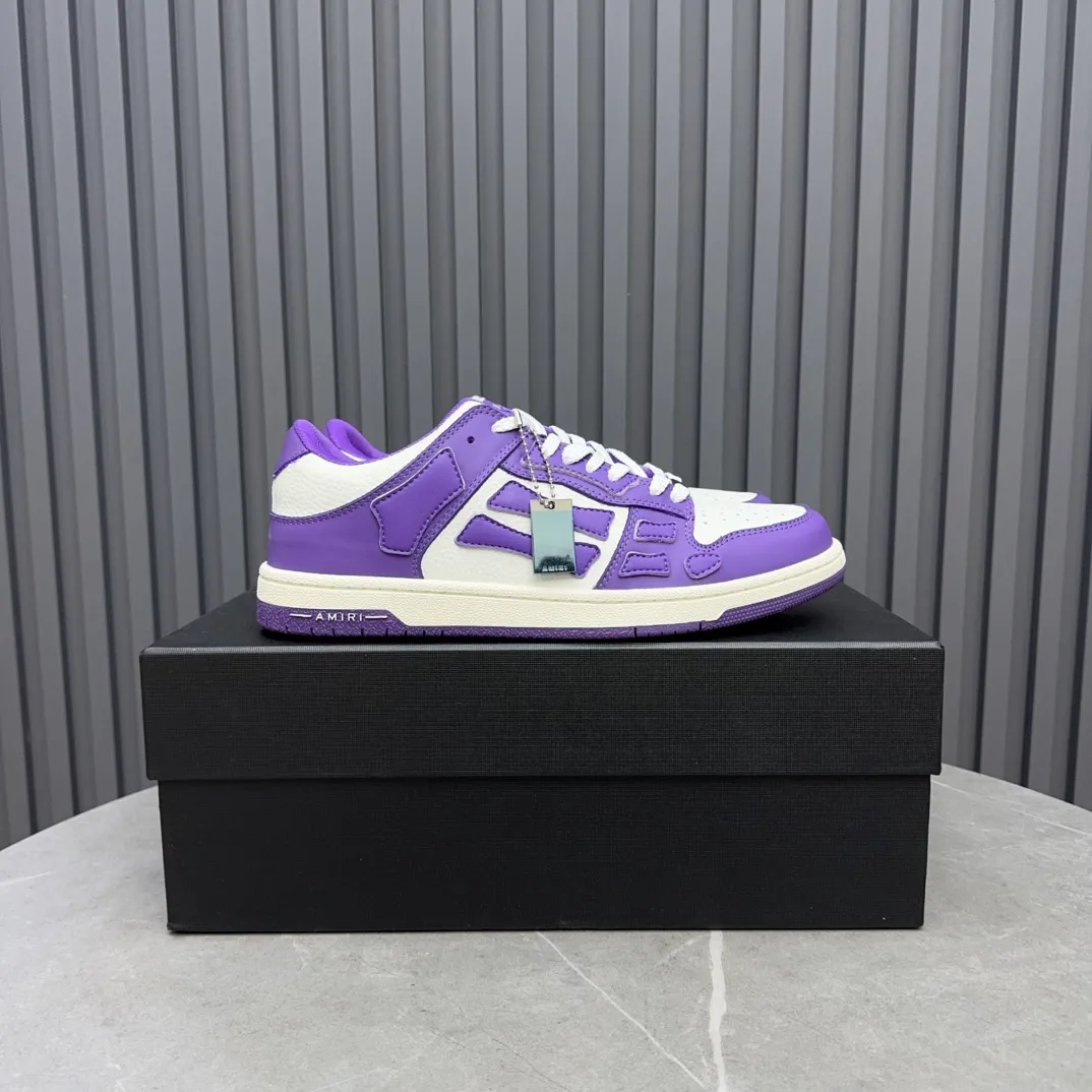 Men's men's shoes 💰600 AMIRI high street sneakers with bone sports shoes, toe layer cowhide upper, upper side bones, hand-stitched, good three-dimensional effect, customized metal LOGO, size 38-45 46